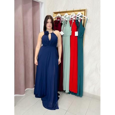 Vestido halter rosetones